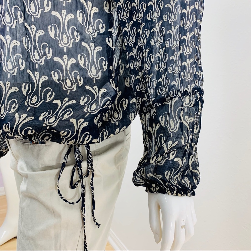 John Roeshaw for Lucky / Sheer Blue White Blouse - Picture 5 of 7